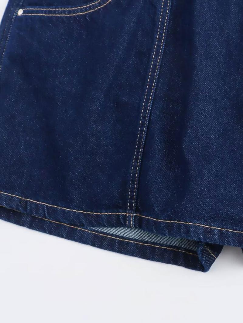 Women High Waist Mini JeanSkirts Skorts Blue Side Button Detail, Pocket Accents & Relaxed Fit Y2K Summer Casual Fashion Trends Women's Bottoms for Daily Looks, Beach Outfits, Boho Casual Skirts