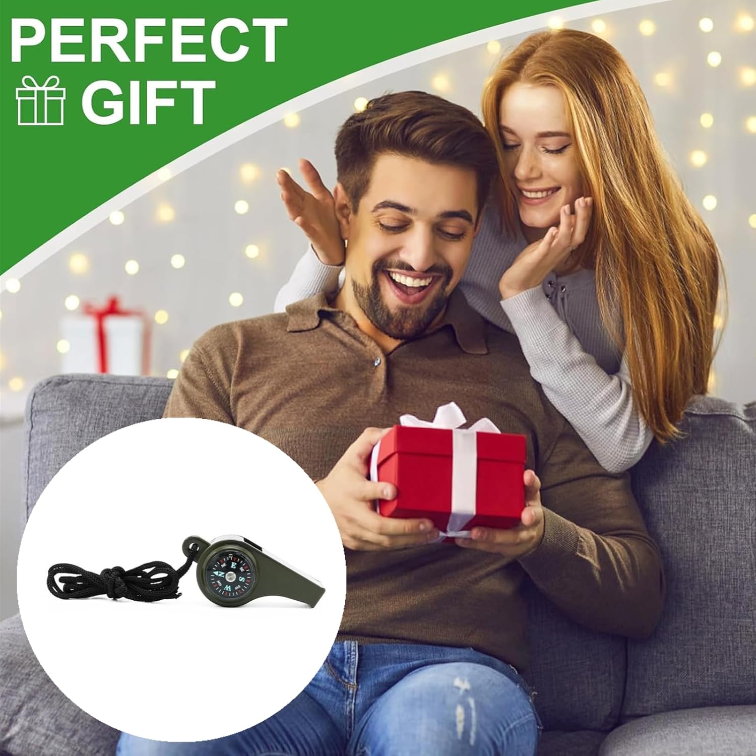 Multi-Function Safety Whistle - Loud High-Decibel Alarm, Compass & Thermometer for Camping, Hiking, Outdoor Adventures