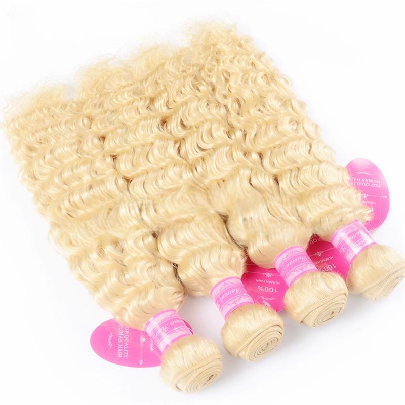 Women's 100% Human Hair Deep Wavy Wigs, 14in Tangle-Free Volumizing 613# Deep Wave Style, 10-28 Inches Multiple Lengths Option, Dyeable, Hot Dye Safe, for Everyday Wear (Lace Front Wig), Female