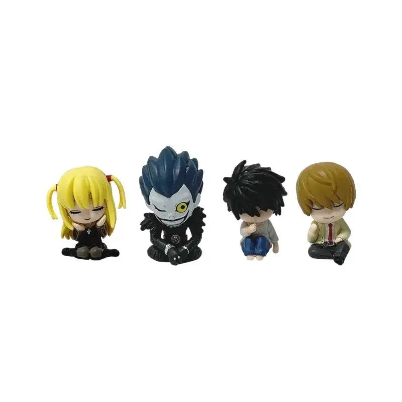 Cute Death Note Ryuk Light L Misa Figure Set Dark Fantasy Anime Model Ornament 4-Pack Desktop Display Collectible Toy Gift