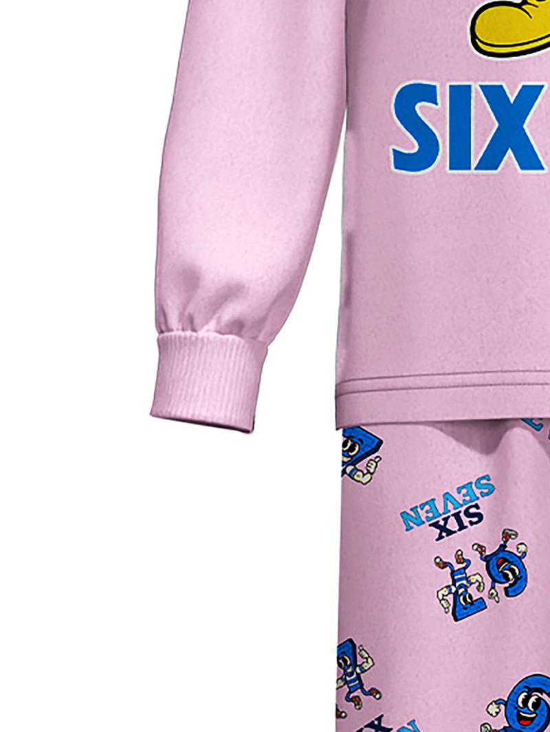 #67 Print Christmas Pajama Set Long Sleeve Pants for Kids and Youth, Six Seven Meme Pattern Homewear for Boys and Girls, Loose Fit, All Seasons, Holiday Christmas Gift Idea, Cartoon Print Pajama