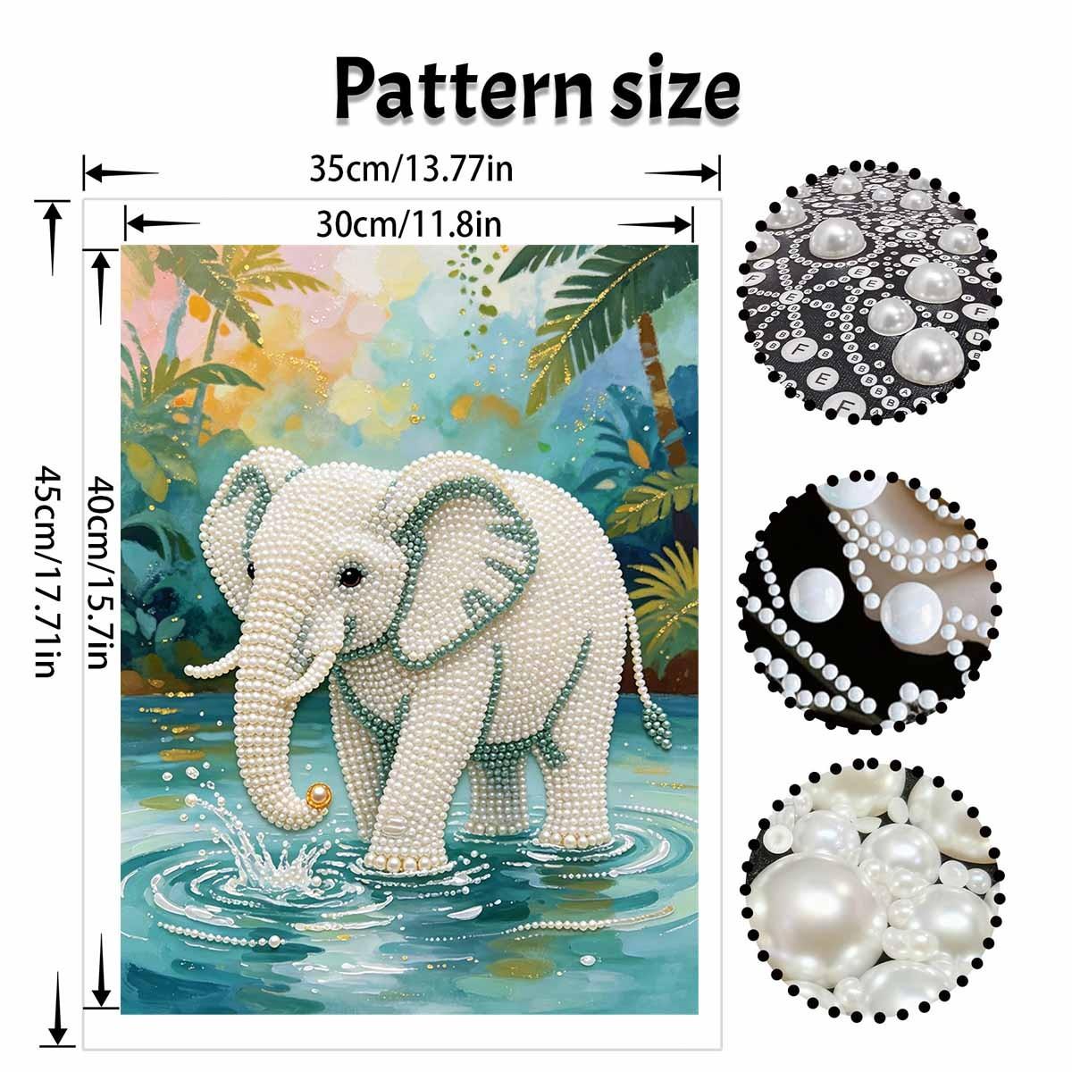 DIY Pearl Painting Kit, Frameless Elephant Design, Self-Stick Canvas with Tools, Home Wall Art, 3D Mosaic, Cross Stitch Set, Gift for Friends