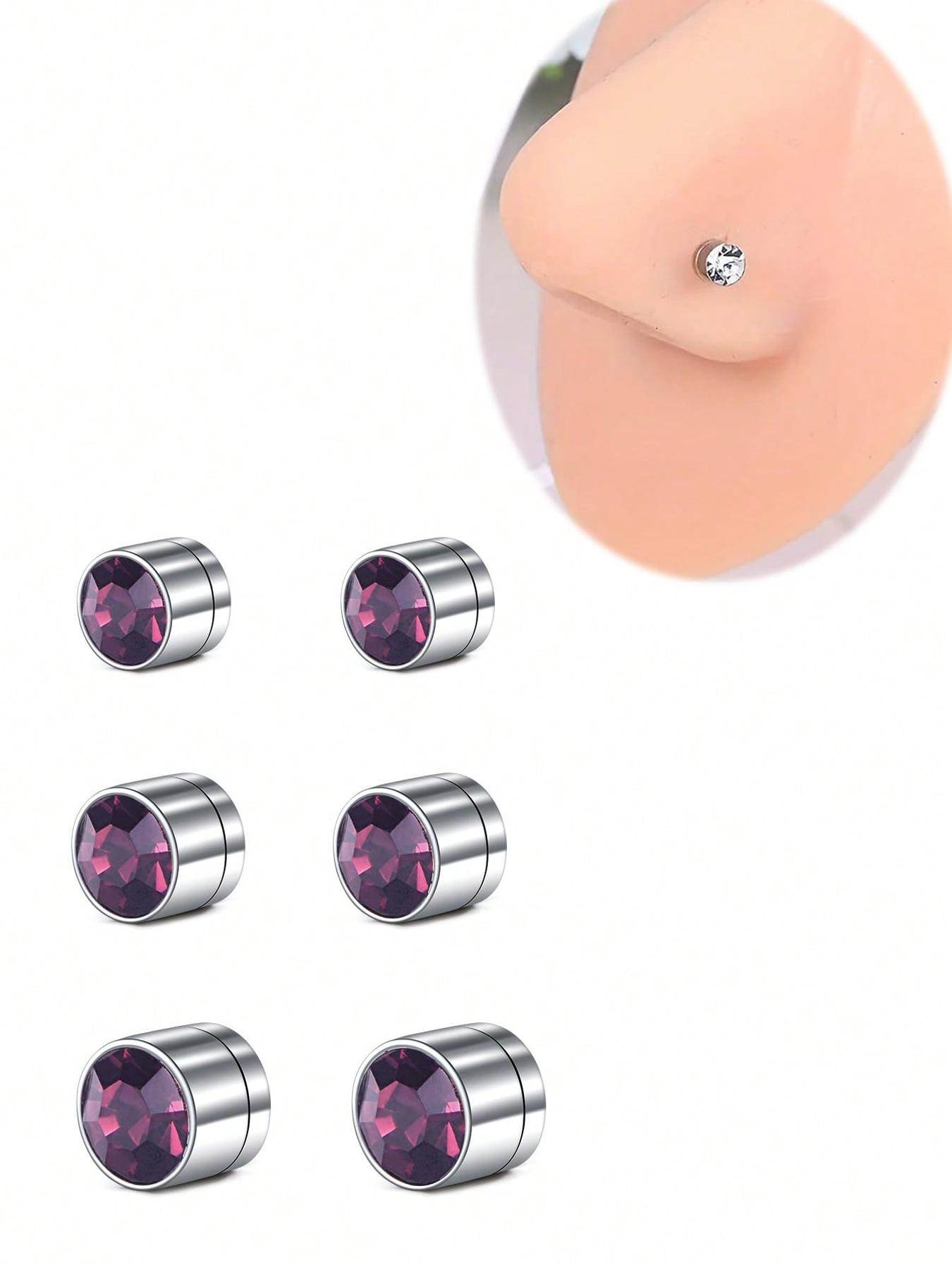 6pcs Magnetic Fake Nose Stud, Fake Nose Piercing Silver Gold Clip On Earring, Nose Piercing Jewelry