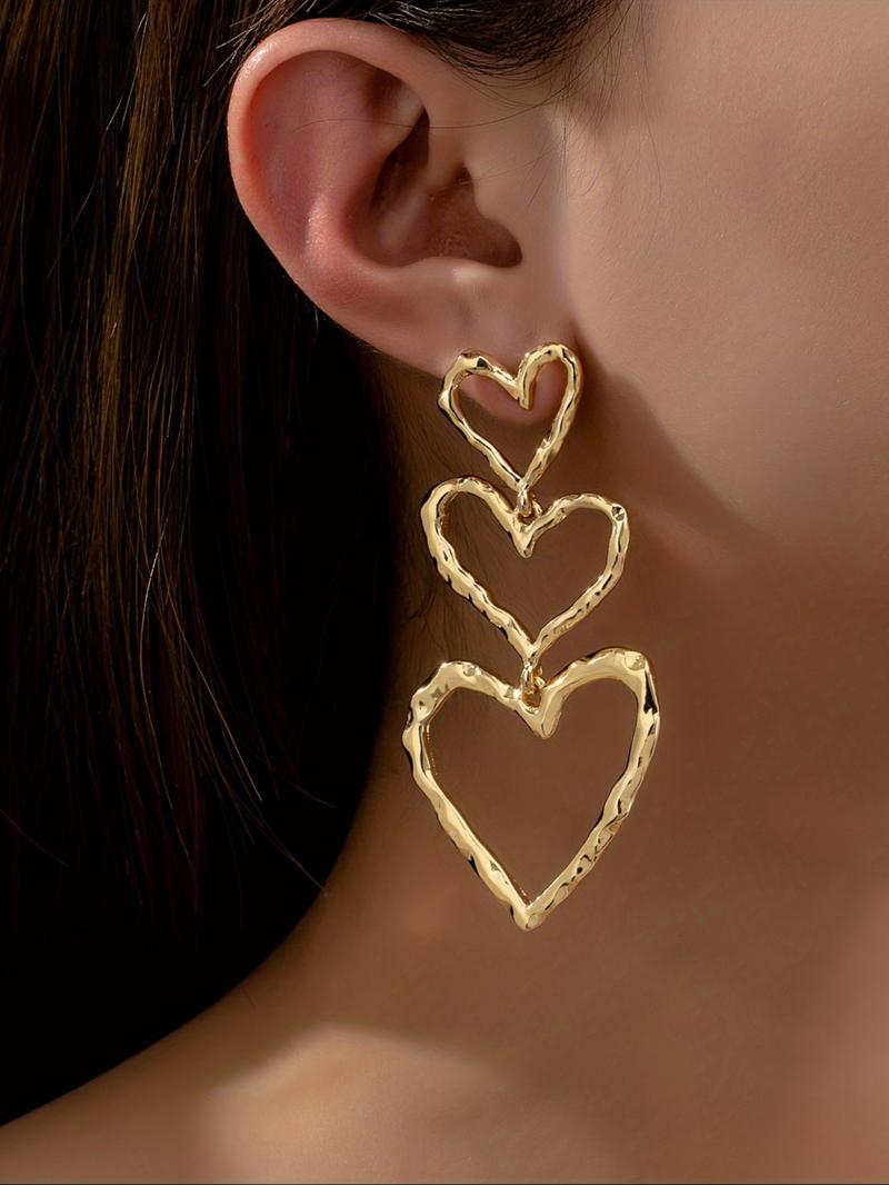 Classic Vintage Dangle Heart Pendant Earrings, High Quality Earrings, Women's Versatile Fashion Accessory, Perfect Valentine's Day Gift for Girlfriend Classic Vintage Dangle Heart Pendant Earrings, High Quality Earrings, Women's Versatile Fashion Accessory, Perfect Valentine's Day Gift for Girlfriend