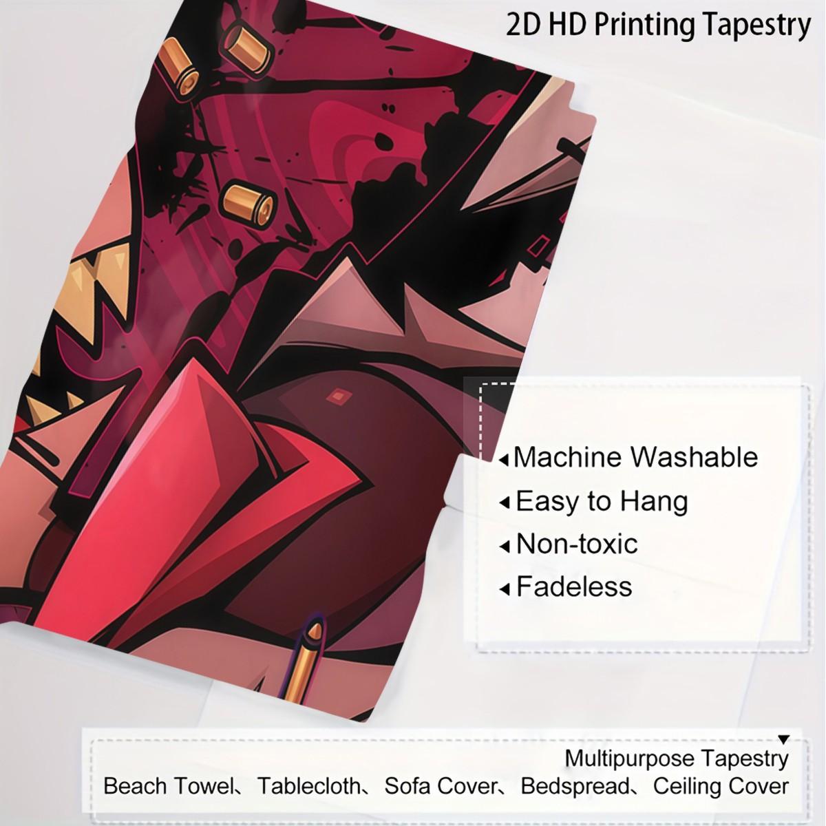 Helluva Boss Patterned Tapestry, Stylish Room Flag, Unique Wall Art For Living Room And Bedroom, Soft And Durable For Kids And Adults Daily Holiday Birthday Gift Bedroom Decor