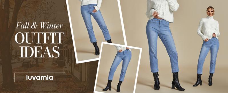 Luvamia Capri Jeans for Women High Waisted Slim Straight Stretchy Denim Capris Pants with Welt Pockets Casual Cropped Jeans Basic Bottom Minimalist