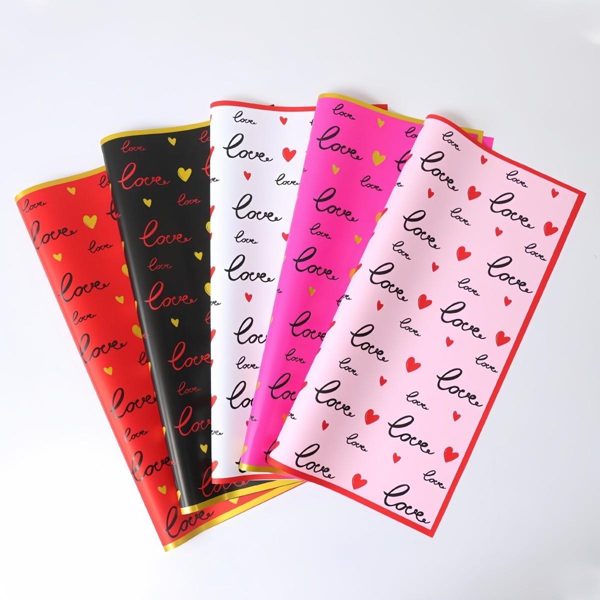 5/20 Sheets New Love Heart Magic Border Bouquet Packaging Paper, Waterproof Durable Korean Paper, Valentine's Day, Wedding, Mother's Day Gift Decorations