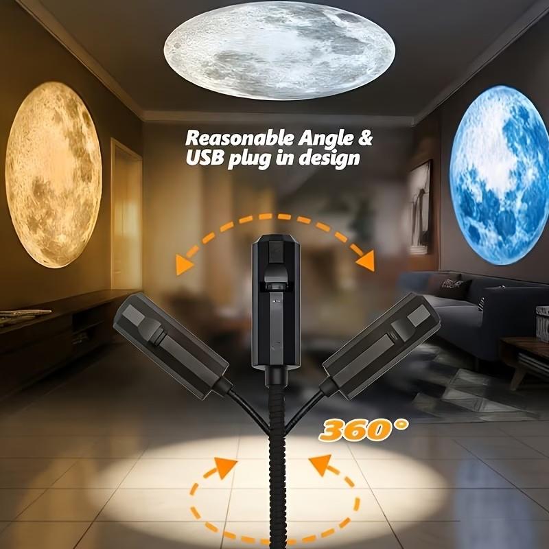 3 Interchangeable Pattern LED Planet Projector Lights, Portable LED Planet Moon Projector Light, USB LED Projector Light (360° Rotatable), Suitable for Bedroom, Living Room, Car Ceiling LED Night Light - Creative Decoration And Gifts