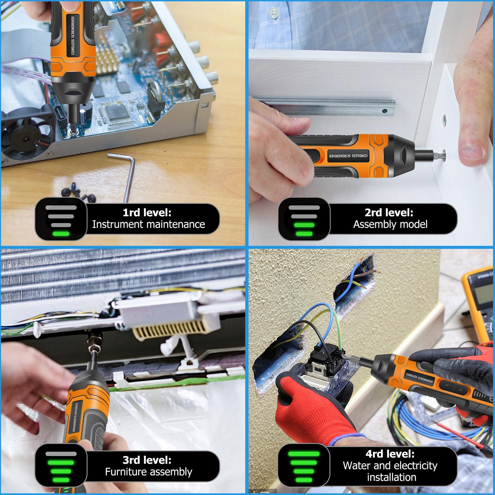 Household Mini Electric Screwdriver, 20pcs/105pcs Options Available, Straight Anti-Slip Design with USB Charging, Essential Tool for Home Appliance and Furniture Assembly