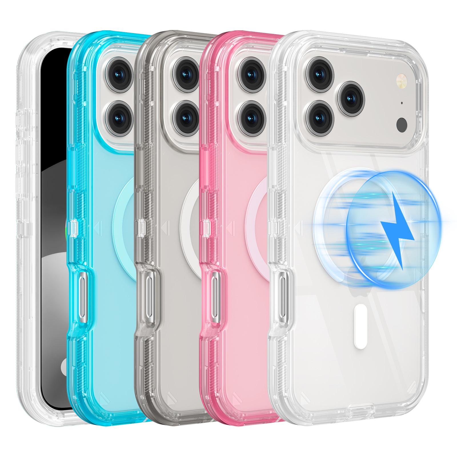 For iPhone 17 Pro Max 16 15 14 13 12 11 Case, Compatible with MagSafe, Heavy Duty Shockproof Protection Phone Cases, Anti-Drop, Dual Layer Transparent Magnetic Phone Case for iPhone, Military Grade Protection, 3 in 1 Design, Wireless Charger Friendly For iPhone 17 Pro Max 16 15 14 13 12 11 Case, Compatible with MagSafe, Heavy Duty Shockproof Protection Phone Cases, Anti-Drop, Dual Layer Transparent Magnetic Phone Case for iPhone, Military Grade Protection, 3 in 1 Design, Wireless Charger Friendly