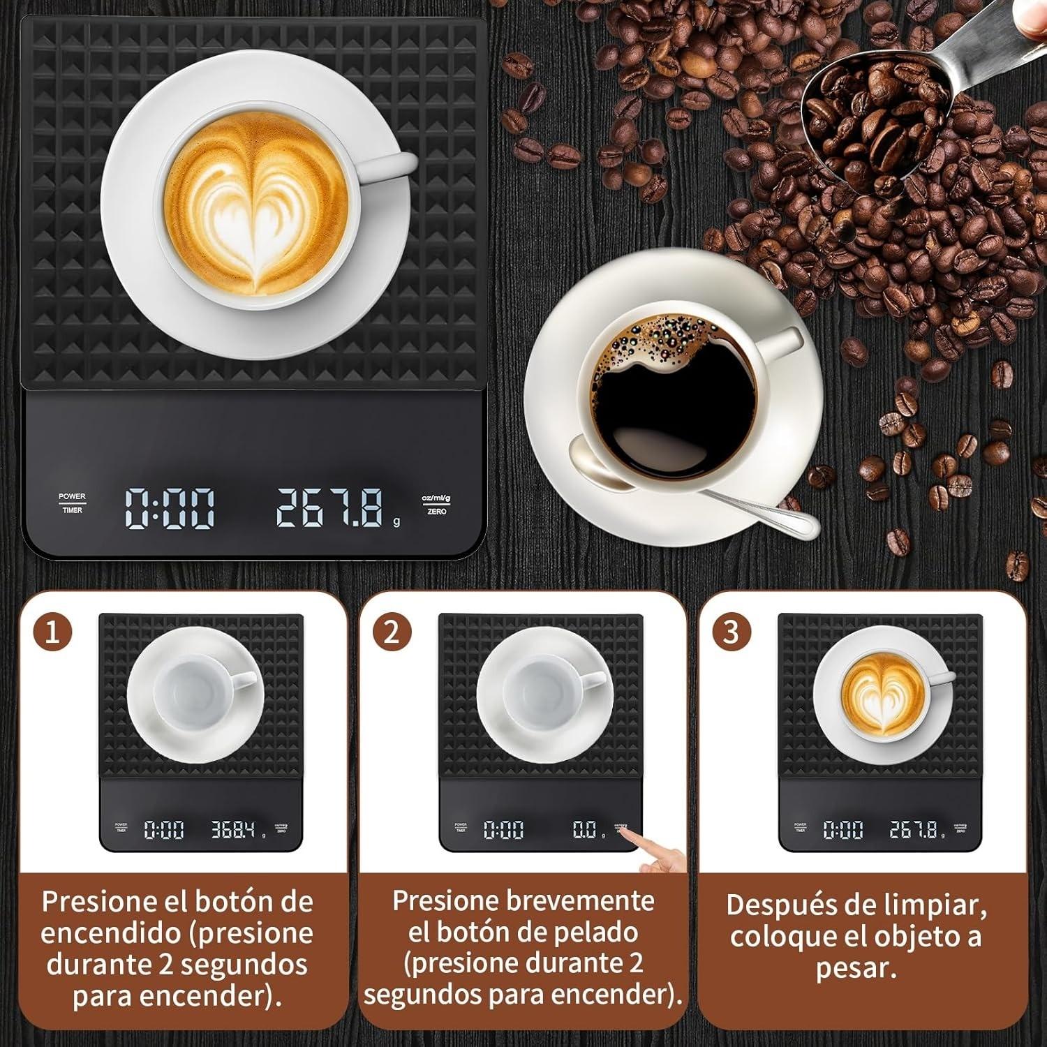 Digital Kitchen Scale, Rechargeable Coffee Scale, High Precision Food Scale, Timer Included, Measures Grams, Ounces, Milliliters, Christmas Gift