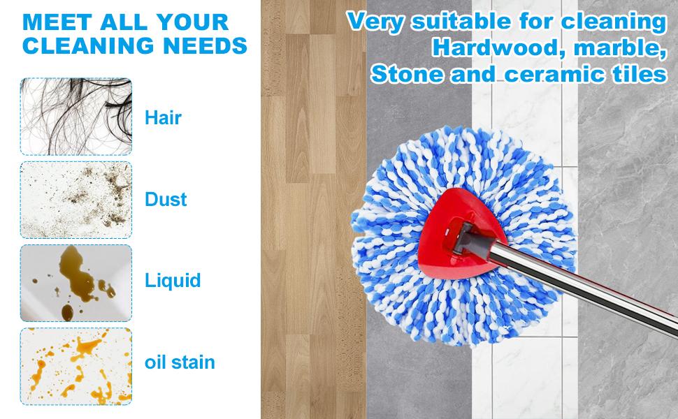 (only fit 2 Tank System) 10 Pack Mop Replace Heads Compatible with O-Cedar Easywring Rinseclean 2-Tank System, Spin Mop Head Replacement, Microfiber Mop Refills for Deep Cleaning, Washable and Reusable Household Items mop and bucket set