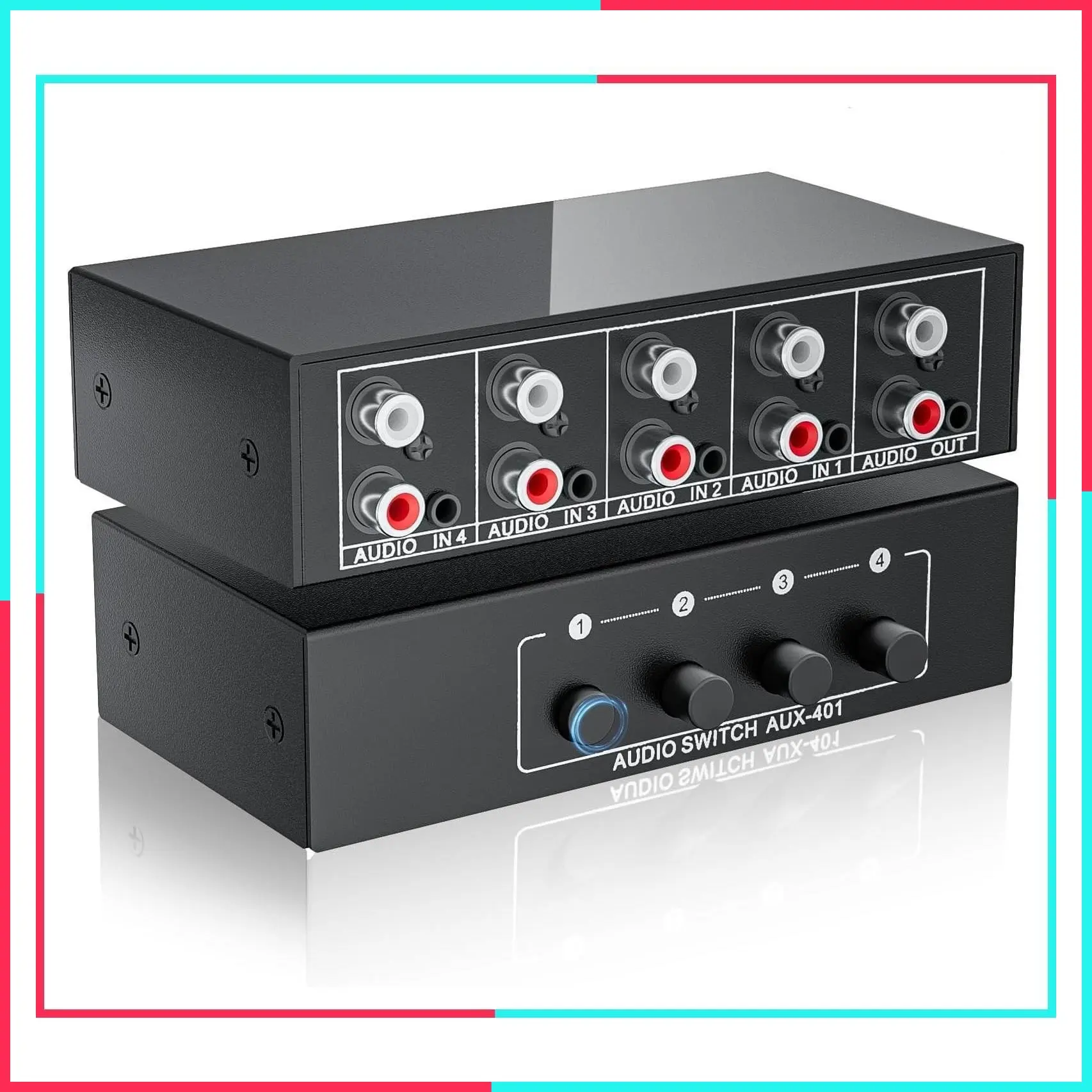 4-Way RCA L/R & 3.5mm Stereo Audio Switcher Bi-Directional Switch Selector