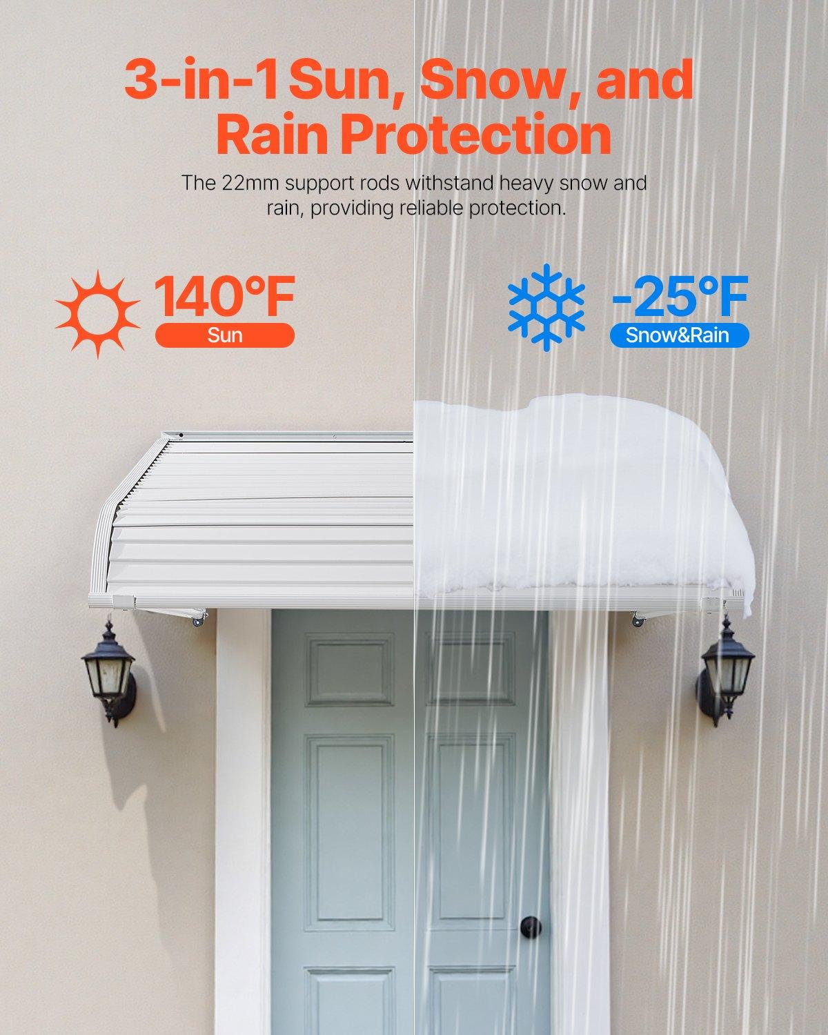 【Summerfinds】VEVOR Rectangular Aluminium Awning, 40x42 in Sturdy Stable UV-Prevention Exterior Canopy, Windproof Weatherproof Lightweight for Door Entrance Windows, Patio