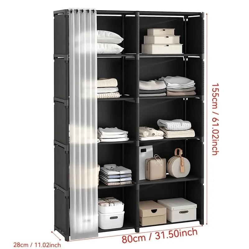 Home Dust-Proof Simple Fabric Wardrobe, Classic and Design, Integrated Dust Curtain, Moisture and Dust Protection, Space-Saving Storage Cabinet, Clothes Storage