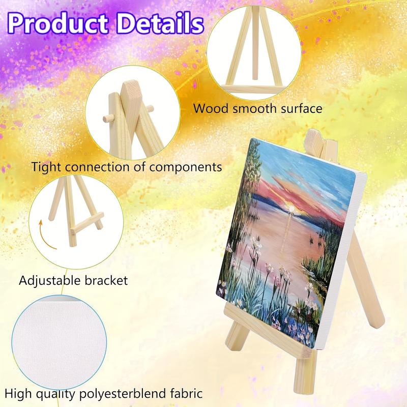 Mini Canvas Set 16pcs/18pcs, Small Art Canvas with Mini Easel, 4x4 Inch Artist Canvas for Adults Kids Party Craft Activities
