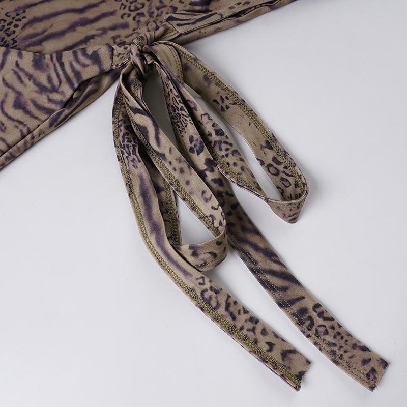 Sexy Leopard Halter Top + Tight Shorts Set, Women's Backless Crop Top, Street Style, Polka Dot Pattern, Natural Waist, All Seasons