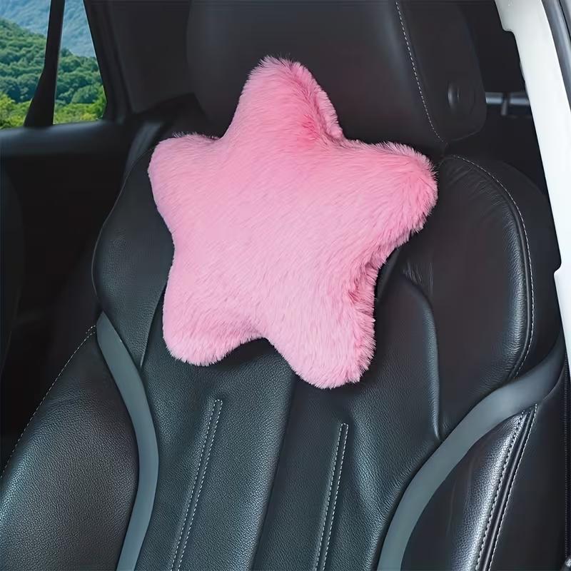 Plush Star Car Pillow, Cute Decorative Cushion, Soft Comfortable Headrest Lumbar Support, Universal Vehicle Interior, Office Home Use