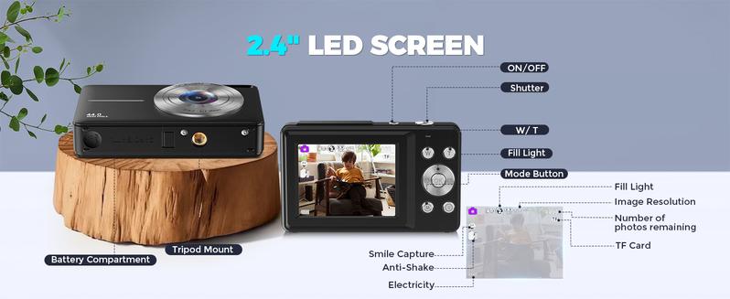 Digital Camera, FHD 1080P Camera, Digital Point and Shoot Camera with 16X Zoom Anti Shake,Suitable for teenagers and beginners,Holiday Gifts Handycam Pink,Holiday gifts, Christmas