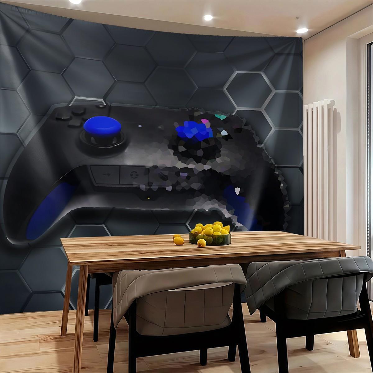 Gamer Game Controller 3D Print Tapestry, Cool Tech Style, Durable HD Printed, for Boys Bedroom, Gaming Room, Dorm, Homestay Wall Decor