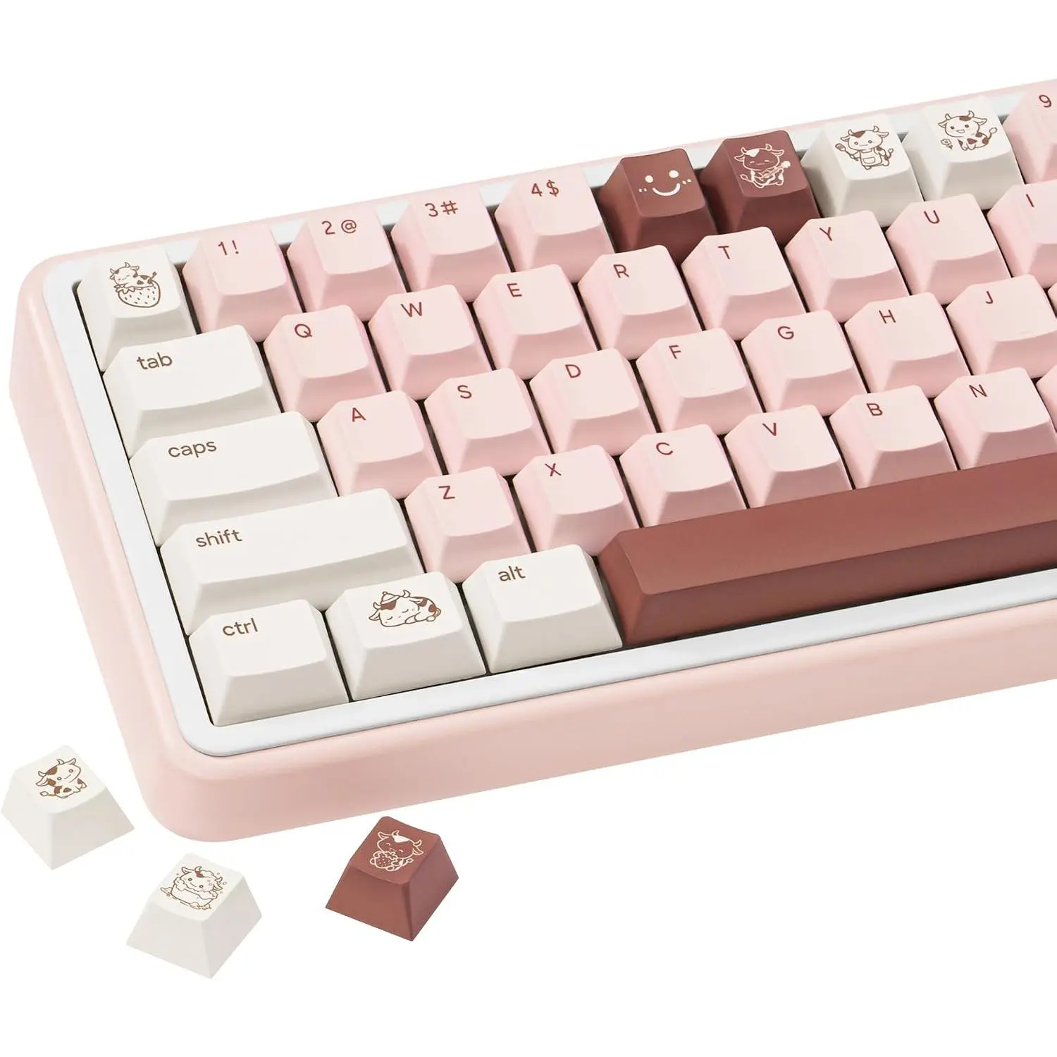PBT Milk Strawberry Keycap, Cute  Keyboard Keycaps