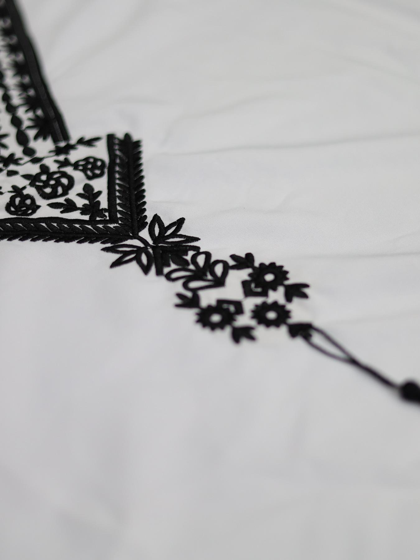 Women's Summer Solid Color Embroidered Fringe Caftan Casual Wear Dress with Pockets and Side Slit