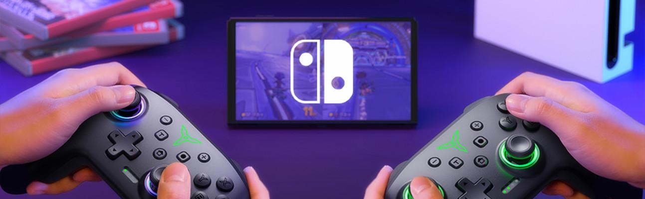 Switch Controllers, Wireless Switch Controller Compatible with Switch Pro/Lite/OLED, Switch Controller with Programmable/Dual Vibration/Turbo/1000mAh Battery/9color Light/One-Key Wakeup