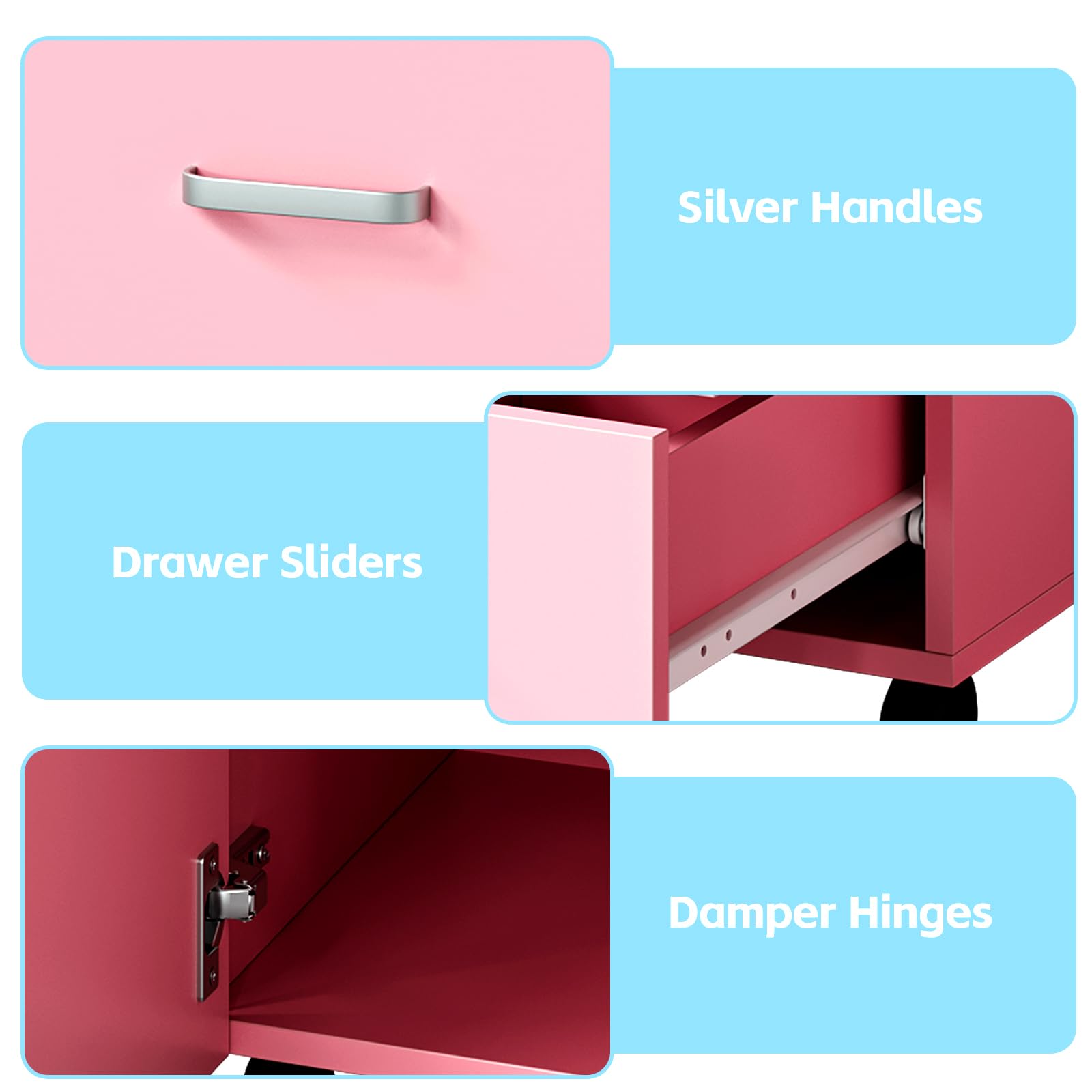 Beauty Salon Resistant with Drawers & Cabinet, Nail Desk Station for Nail Tech with Electric Downdraft Vent & Locking Castors & Wrist Cushion, Manicure Table Nail Desk for Spa Beauty Salon