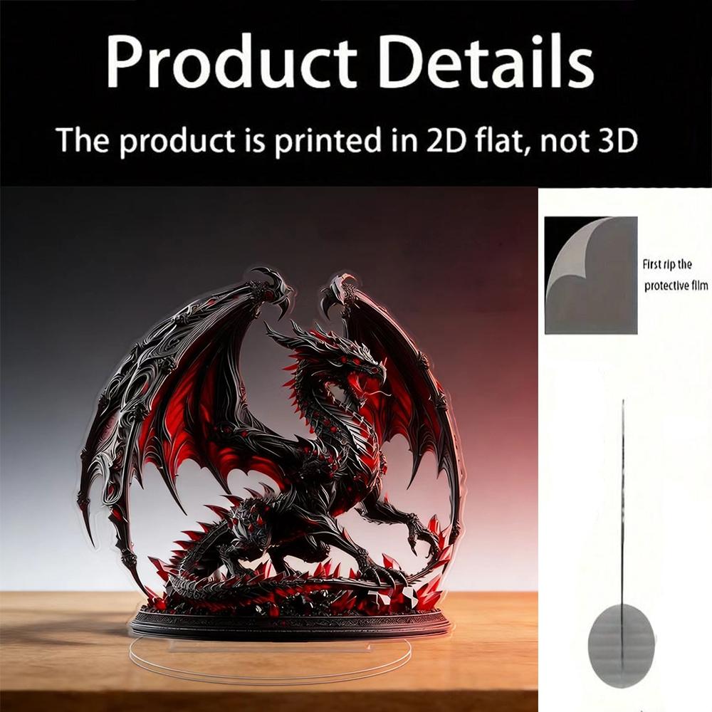 Dark Dragon Theme 2D Acrylic Decorative Ornament, Perfect for Desktop, Fantasy Atmosphere Setup, Ideal for Fantasy Enthusiasts