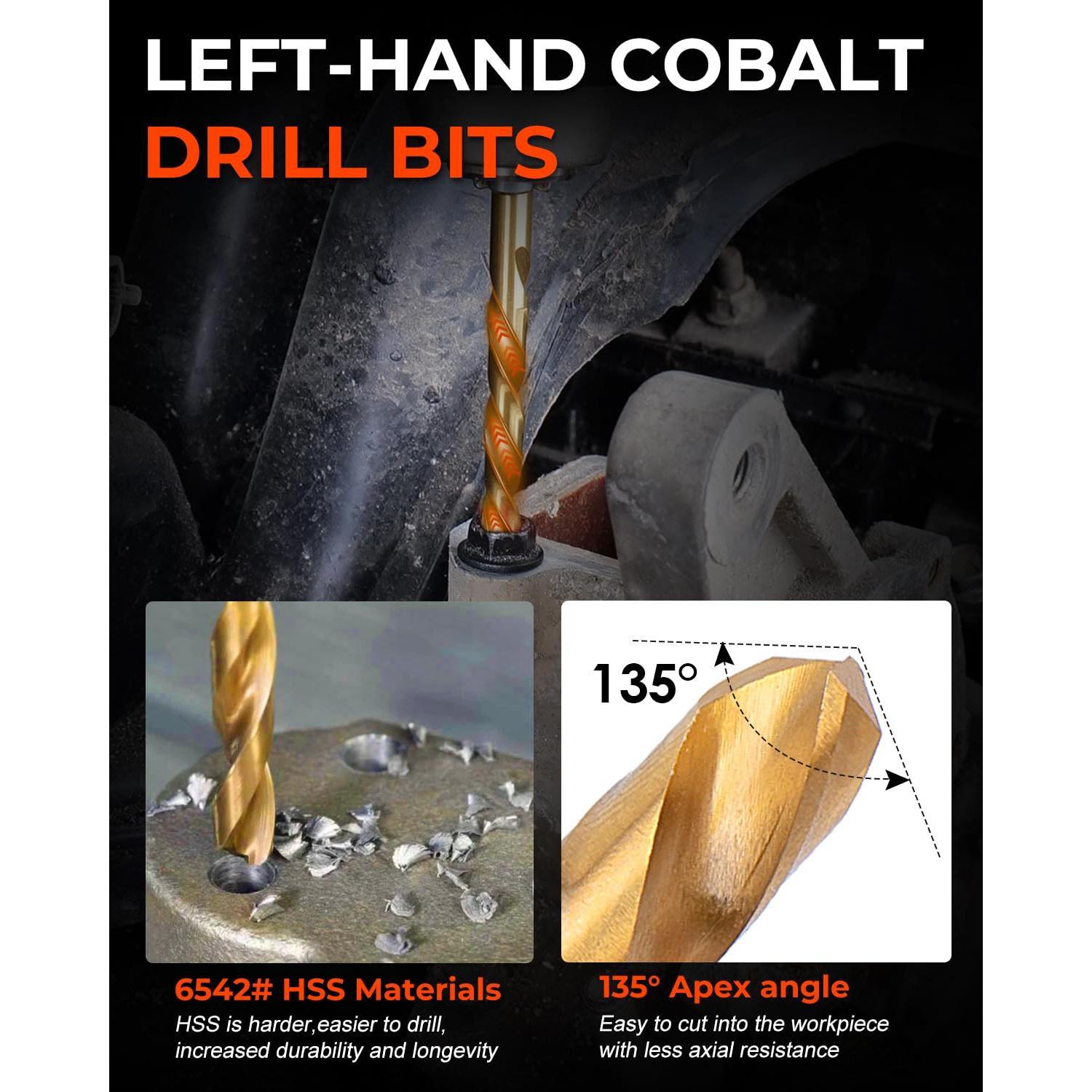 19 count Screw Extractor and Left Hand Drill Bits Set, Easy Out Screw Extractor Set with HSS Steel Reverse Drill Bit for Removing Stripped Damaged Broken Screw,,Nuts