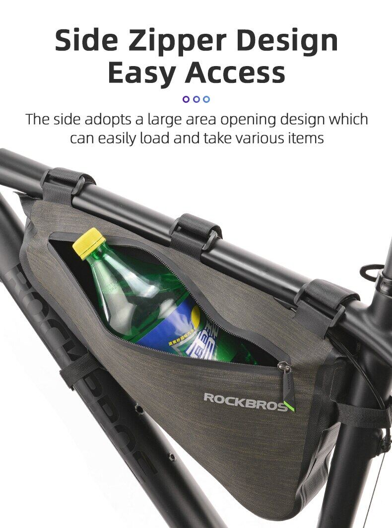 ROCKBROS 8L Bike Bicycle Frame Bag Waterproof Bikepacking Bike Bag Triangle Frame Bag Large Bike Storage Bag Under Frame