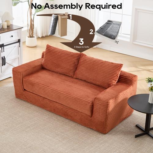 [ Shop Recommend] No Assembly Loveseat Sofa chaise with Steel Frame ,2-in-1 Design, Cofy Fabric - Compact Couch  save Spaces, Apartments, Home Office & Bedroom