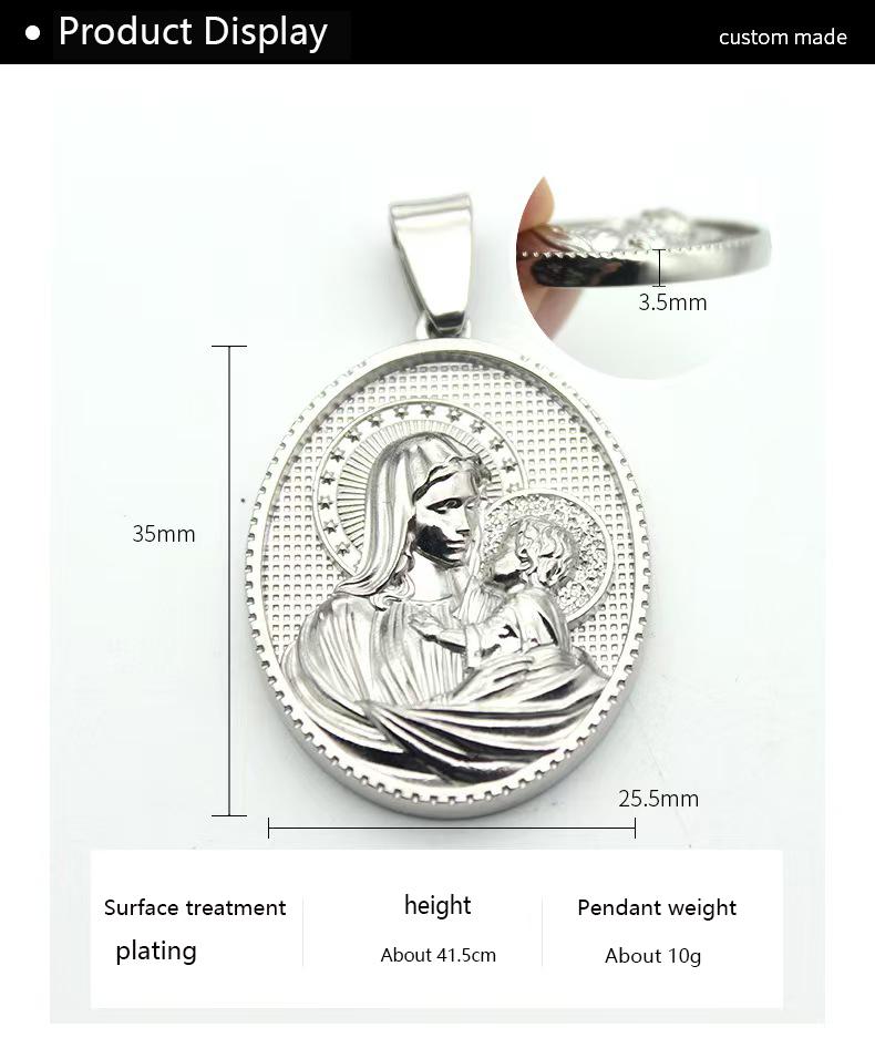 St. Joseph Holding Baby Jesus Pendant  Elegant Faith-Inspired Metal Necklace | Christian Jewelry Gift
