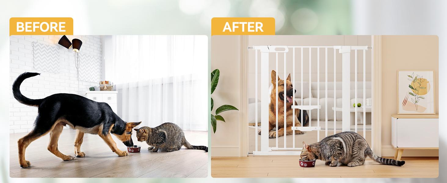 DWVO Extra Tall 55" High Metal Dog Gate with Cat Door, Auto Close Pet Gate Indoor for Stairs, Doorways, Baby Gate With Pet Door Dog Cat Child Safety Extra Wide Walk Thru Fence Guard DWVO Extra Tall 55" High Metal Dog Gate with Cat Door, Auto Close Pet Gate Indoor for Stairs, Doorways, Baby Gate With Pet Door Dog Cat Child Safety Extra Wide Walk Thru Fence Guard