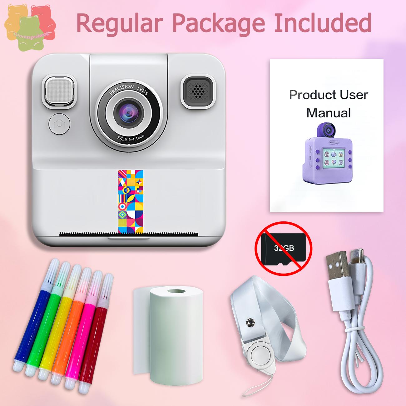 【New Camera Model】Mini Handheld Instant Camera | Photo + Print 2-in-1 | 1300mAh Long Battery Life | Supports TF Card up to 32GB | 2.4" IPS HD Screen | Flip Lens | Birthday Gift for Kindergarten & Primary School Students | Thermal Printer – Print as You Sh