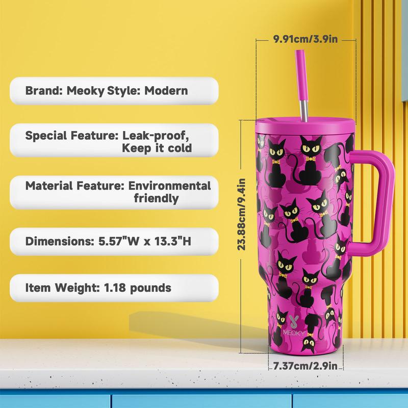 Meoky 40oz Tumbler,Stainless Steel Thermos Cup,Hot Water Mug,Keeps Drinks Hot&Cold,Food Safe,Non-Slip Base,Easy-Clean,Fits Car Cup Holders,Festive Gift