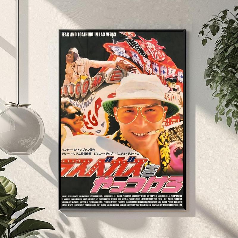 Fear Loathing Las Vegas Poster Waterproof HD Wall Sticker | Self-Adhesive Decorative Art Poster | Fade-Resistant Scratch-Proof for Long-Term Use | Easy to Apply and Clean | for Home Office Bedroom Living Room Kitchen Decor | Gift Idea