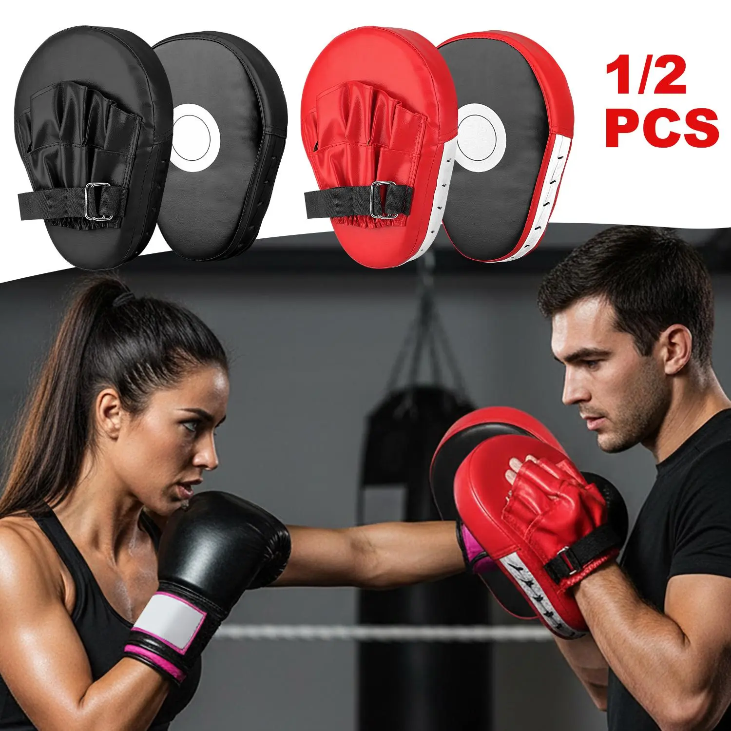 1/2PCS Boxing Focus Mitts, Thickened PU Material Training Target Pads, Heavy-Duty Punching Gloves for Youth Martial Arts Training, Wear-Resistant & Shock-Absorbing