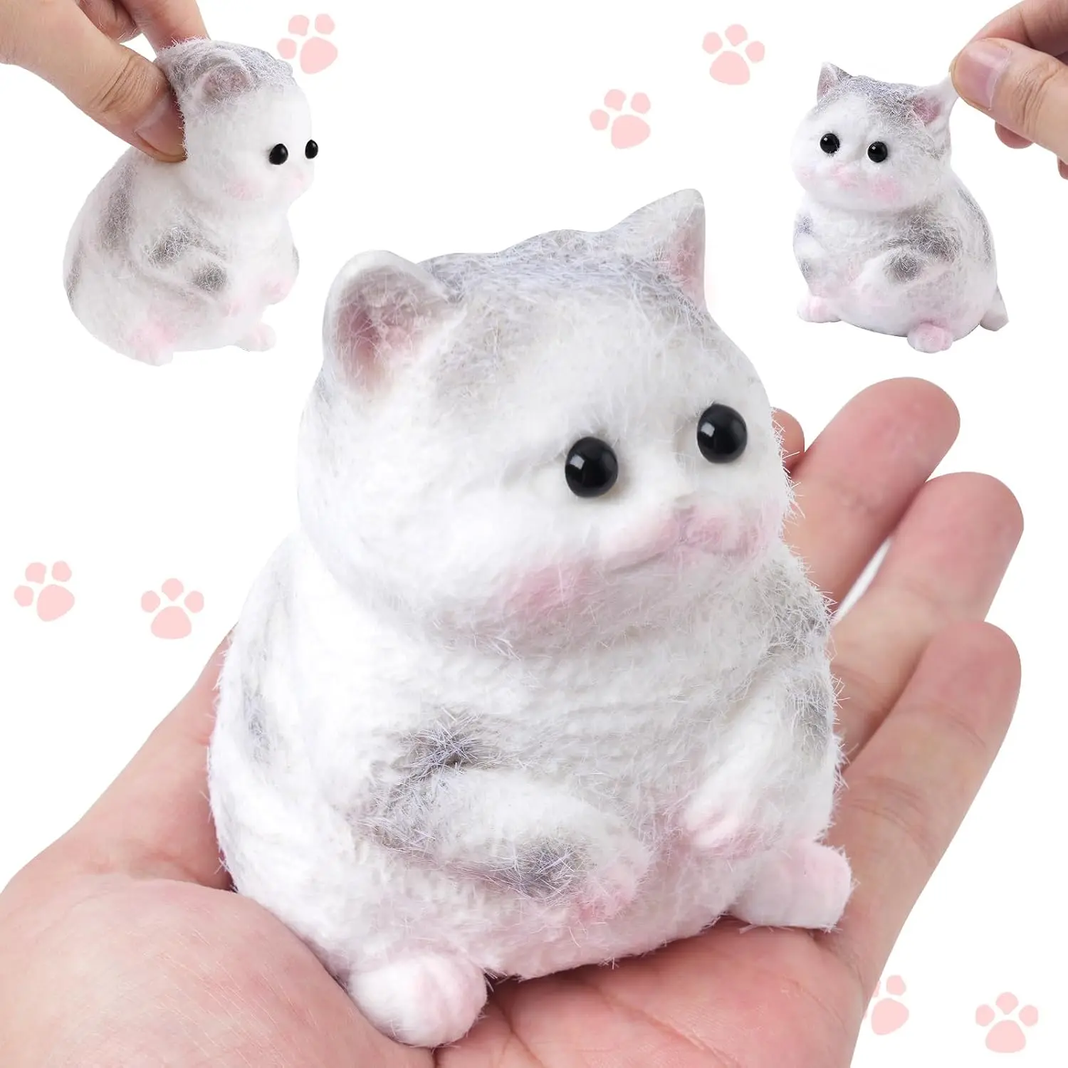 Handmade Cat Squishy Toy, Soft Cat Squeeze Toy for Adults, Stress Relief Squishy Cat Toy, Funny Desk Gifts, Travel & Office Relaxation Toy