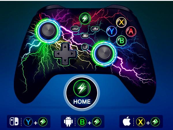 BEBONCOOL Wireless Switch Controller for Switch Controller/Lite/OLED, LED Wired PC Game Joysticks-Wireless iOS/Android Remote with Cool Skin/Programmable/Wake-up