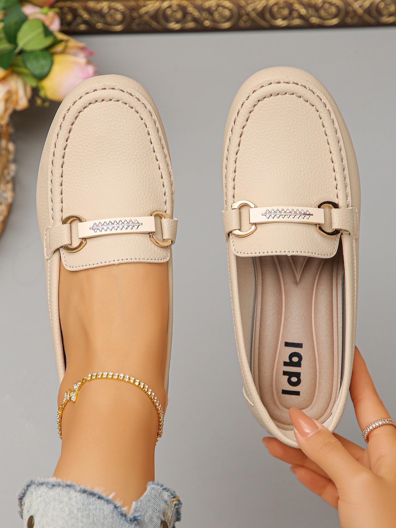 Women's Fashion Leopard Print Round Toe Low Top Design PU Leather Buckle Oxford Shoes, Soft Rubber Sole, Slip-On, Multi-Color Options