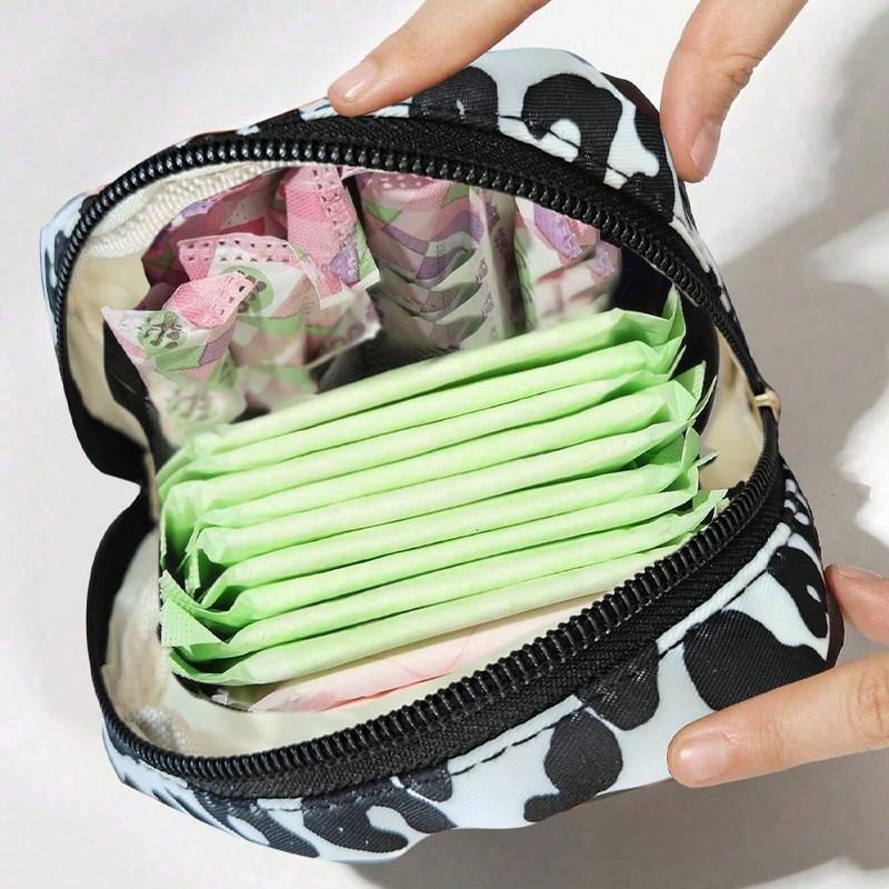 Leopard Print Sanitary Napkin Storage Bag, Portable Period Supplies Pouch with Zipper, Space Saving Home Organizer, Travel Essentials Carryall