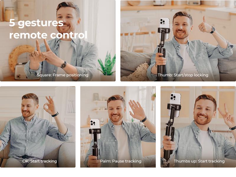 K&F CONCEPT Up to 71” Face Tracking Tripod Selfie Stick | 360° Rotation + Bluetooth Remote + Stand | 2 Fill Lights (Optional) | Black/White Textured (White Same as Black), for Travel/Live Streaming/Vloggers
