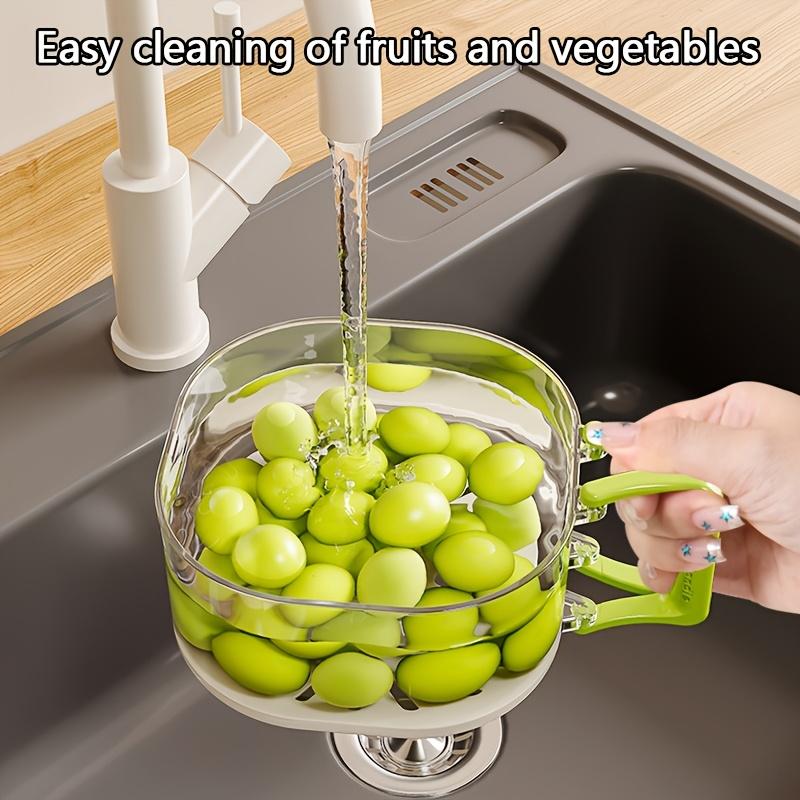 Double-Layer Drain Basket, Foldable Handle Fruit Drainer, Multi-Functional Food Filter, Refrigerator Storage Basket, Kitchen Camping Picnic
