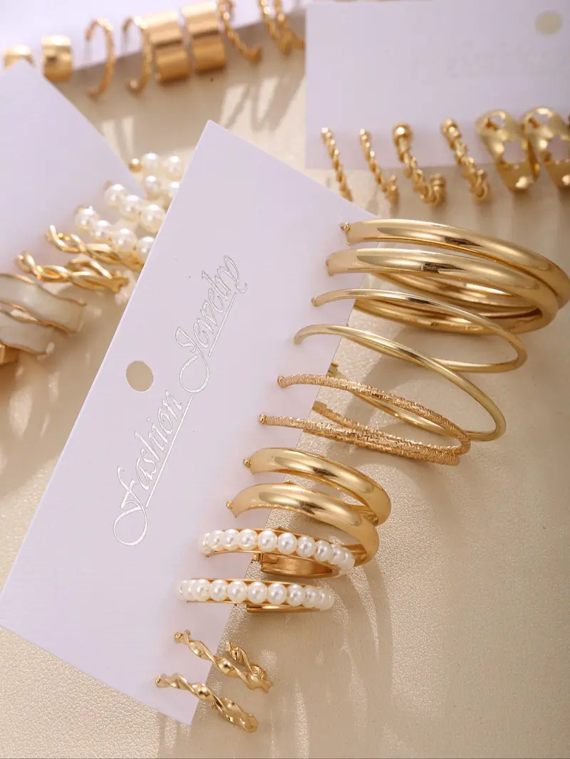 24 Pairs Elegant Alloy Flower Earrings Set, Earring Pack, Ear Hoops Set with Mermaid Design, Perfect Gift for Women and Office Wear Jewelry Collection, Earring Stacking Set, Ear Accessories