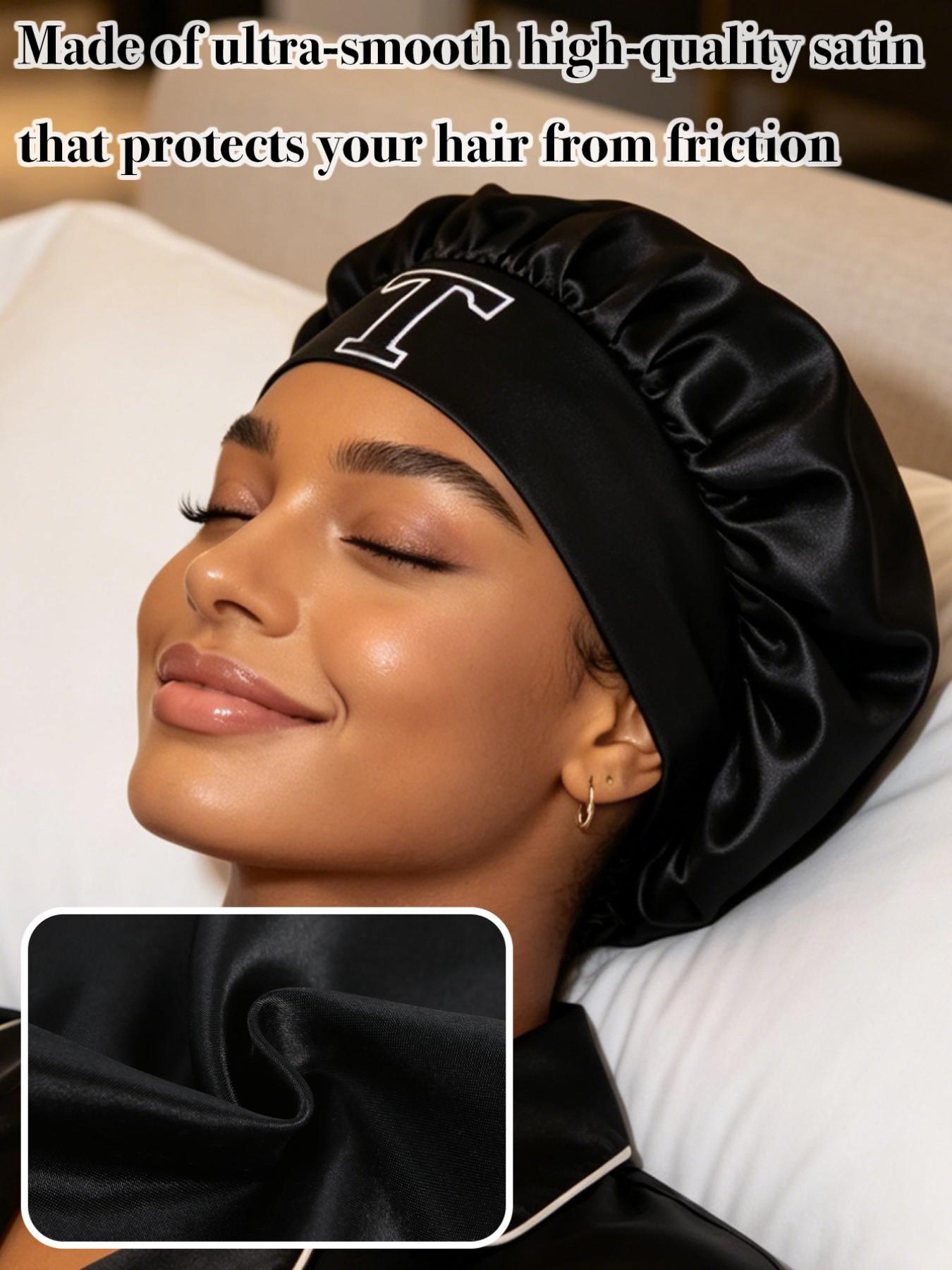 Women's Wide Brim Elastic Satin Sleep Hat, Curling Cap, Shower Cap, Skin-Friendly Fashion Hat, Comfortable and Stylish, Bonnets For Sleeping