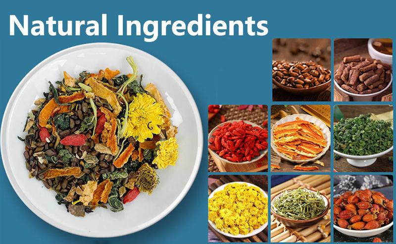 GOJI BERRY TEA 8 CHINESE HERBAL INGREDIENTS BLEND,DANDELION WOLFBERRY ORGANIC, CASSIA SEED, CHRYSANTHEMUM, HONEYSUCKLE, TEA LOOSE LEAF (3BOX(45BAGS))