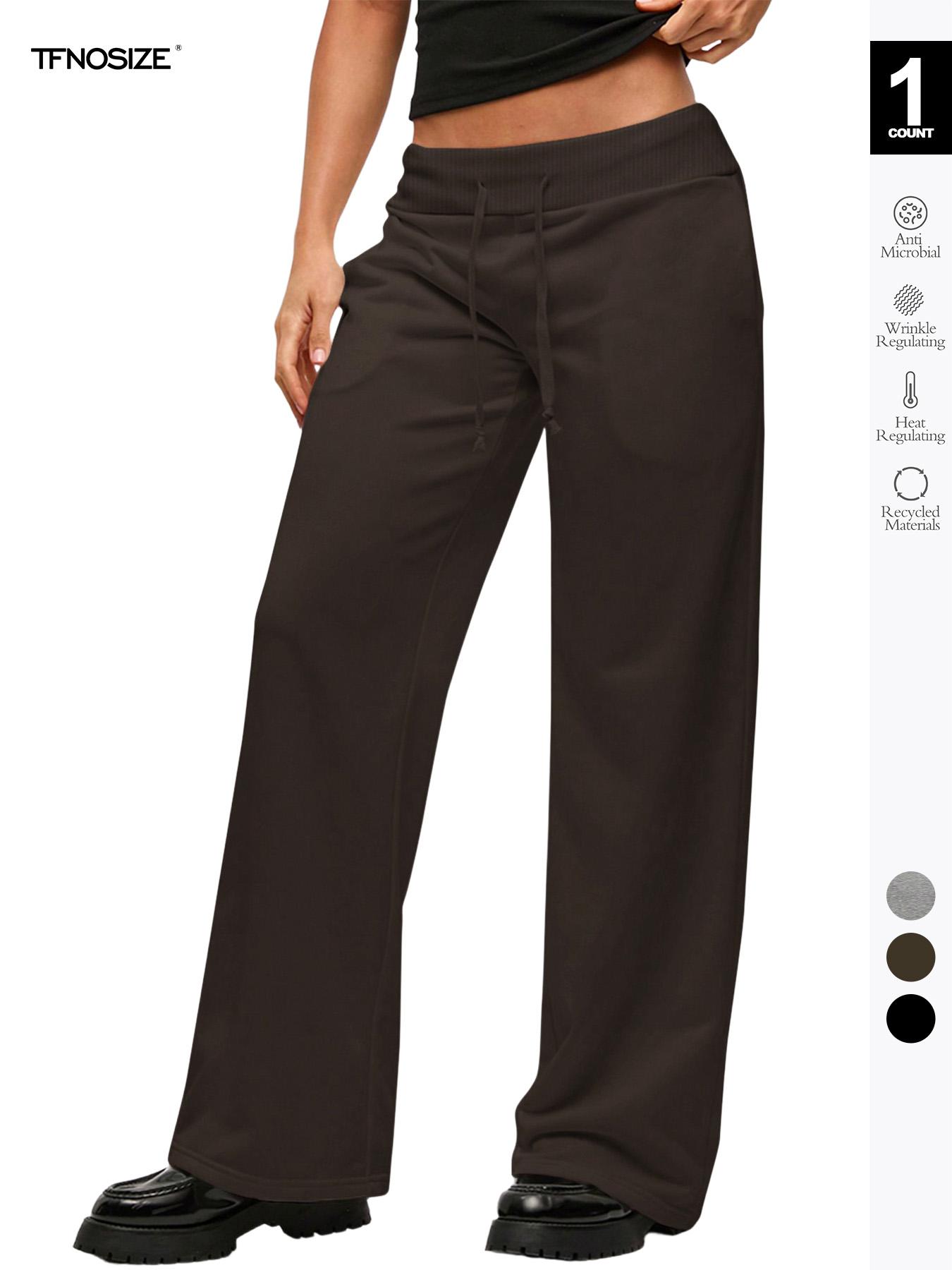 Women Casual Solid Color Loose Fit Low Waist Knitted Sweatpants, Warm Comfort, Cozy Chic, Daily Commute, Stylish & Comfy, Casual Chic Bottoms