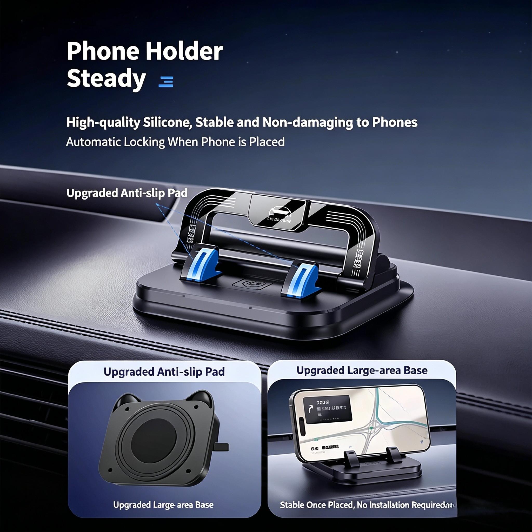 New Two-In-One Car Phone Holder Dashboard Parking Sign Navigation Stand, Temporary Parking Number Plate for Car Interior Use