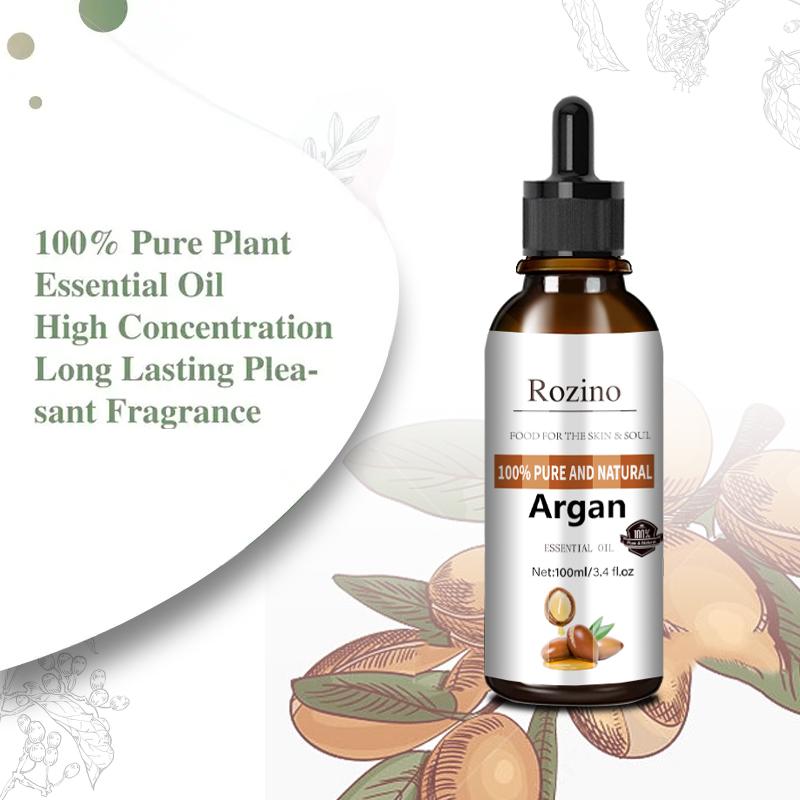 Rozino 100% Pure Natural Argan Essential Oil - Nourish Skin & Soul Herbal Hair Serum with SPF 15 curly hair oil treatment